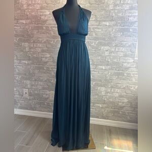 Free People Look Into The Sun Deep Teal Backless Maxi Dress